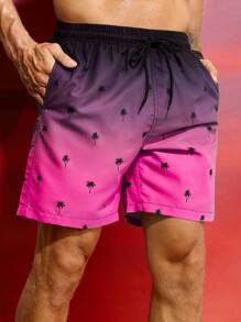 Manfinity VDAYZ Men's Solid Swim Trunks, Minimalist & Fashionable For Summer - Rose Red - View 4