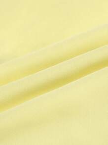 SHEIN Essnce 女士纯色休闲夏季甜心领泡泡袖时尚派对海滩优雅迷你连衣裙 - 黃色 - 查看 6