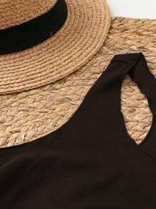 SHEIN LUNE Vintage Frauen Lässig Tank Top mit Slogan & Retro Auto Muster, figurbetont, Rundhalsausschnitt, Sommer