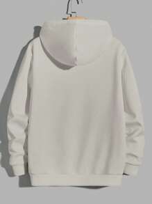 RueChic Men Rose Embriodery Regular Hoodie Sweatshirt - Beige - View 2