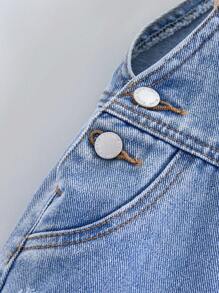 SHEIN Baby Girls Cute Loose Fit Blue Denim Overallsgirl Fall And Winter Clothes,Street Cool Style Denim Clothes