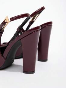 CUCCOO BIZCHIC Women's Burgundy Bowknot Decor Lolita Style High Heel Pumps With Back Straps - Redwood - View 5