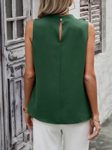 SHEIN Clasi Women's Solid Color Turtleneck Sleeveless Casual Fashion Blouse