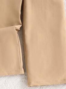 SHEIN 2pcs/Set Young Girls Puff Sleeve Hollow Lace Ruffle Solid Color Casual Waist Tie Pants Young Girls Clothing Young Girls Sets - Multicolor - View 3