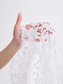 Miaspire White Embroidered Floral Fabric Splicing Tassel Hem Lightweight Women Jacket, Spring/Summer Resort Style - White - View 7