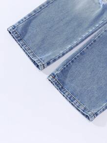 Meisjes gewassen gescheurde rechte jeans (zonder accessoires)