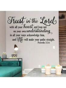 1 miếng dán tường Faithful Inspiration - Trust In The Lord - Thiết kế bắt mắt, miếng dán tự dính có thể tháo rời - Khẩu hiệu chân thành cho phòng ngủ, lối vào, phòng khách, hiên nhà, trang trí nhà cửa - Nhiều màu - Xem 2