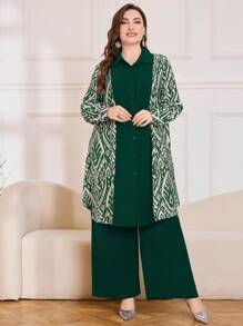 SHEIN Lacomfia Losowy kwiatowy nadruk asymetryczny patchwork kwiatowy duży rozmiar 2 szt. zestaw, elegancki styl vintage