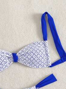 Set da spiaggia estivo da donna, 2 pezzi, top a costine con spalline spaghetti e incrocio lavorato a maglia, abbinato a slip bikini, costume da bagno sexy e abito da spiaggia