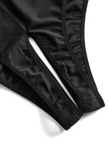 Bộ đồ liền thân ren chấm bi bóng loáng gợi cảm Retro Palace dành cho nữ - màu đen - Xem 10