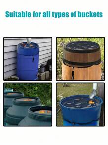 1 件雨桶网罩、配件、集水桶网、带可调节拉绳的雨桶网罩、户外花园雨桶配件的过滤网，防止蚊子、落叶和其他杂物进入桶内 - 黑色 - 查看 5