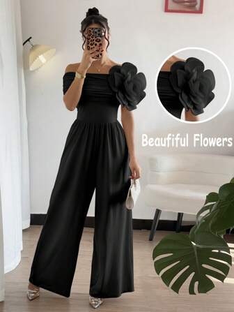 Rafferiza 女士优雅性感 3D 花朵连体裤