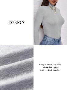 RueChic 高領合身上衣工作服 - 灰色 - 查看 2