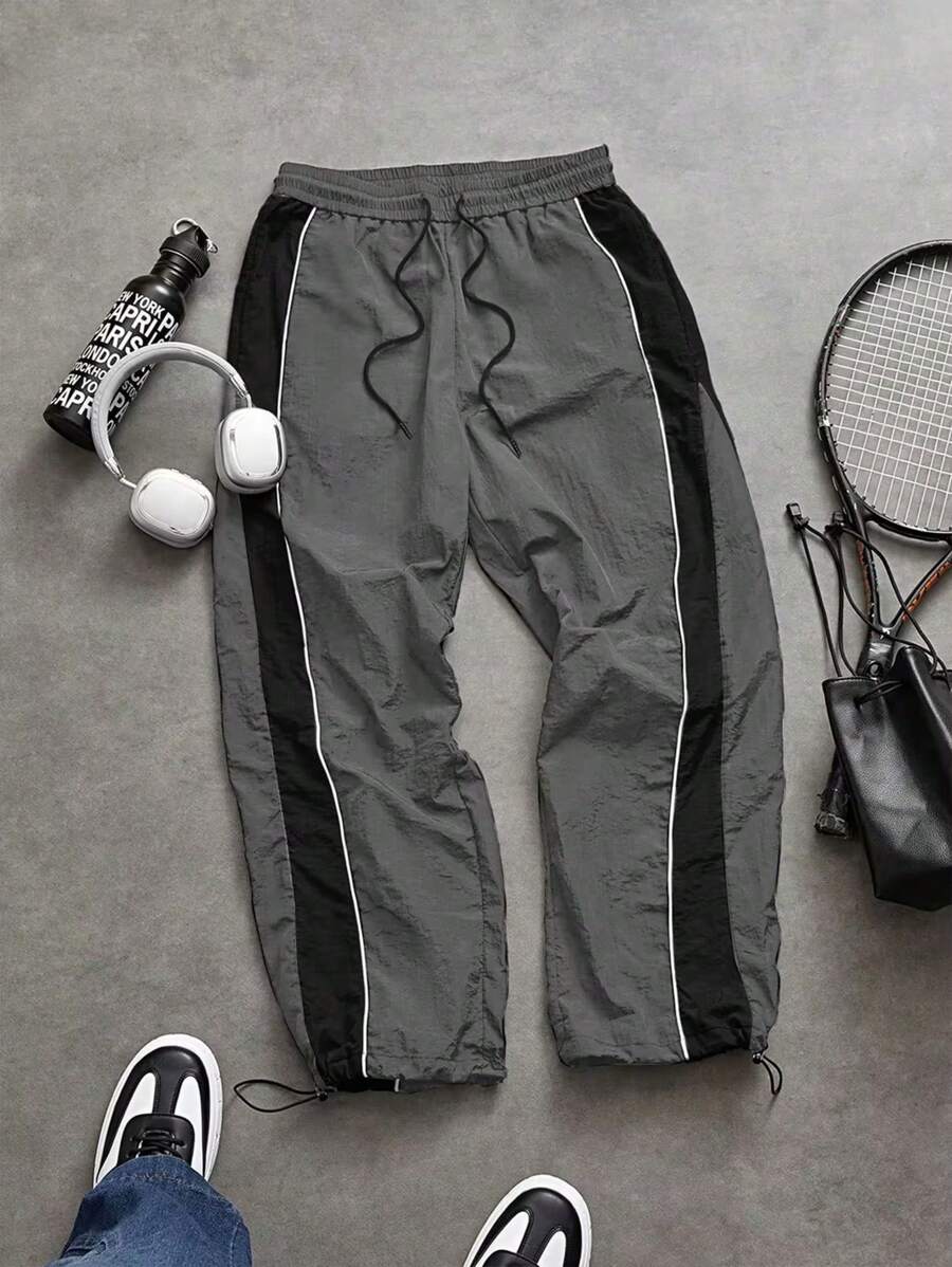 Sport MetroGents Men's Solid Color Lace-Up Front Casual Sporty Pants Fall Breathable Workout