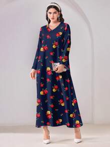 Al Najma 休闲简约保守阿拉伯风格连衣裙 - 彩色 - 查看 3