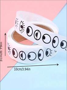 SHEIN 1 set de 3 rouleaux, autocollants créatifs de bandes dessinées DIY, 6 styles, yeux colorés, nez, bouche, barbe, autocollants adhésifs non séchants pour l'artisanat fait main, la décoration, l'école et le stockage