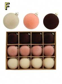 12 个天鹅绒装饰球、植绒树球装饰、防摔塑料灯泡装饰球适合庆祝节日、生日派对、派对、家居装饰、摄影道具。 - 彩色 - 查看 12