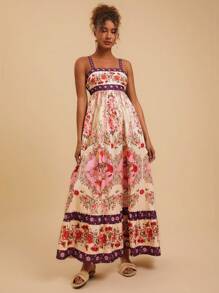 Travachic 花卉印花无袖长款夏季连衣裙，休闲度假风格 - 粉色 - 查看 3