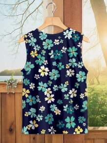 SHEIN RusticEase 休闲简约复古花卉图案女式背心，适合夏季