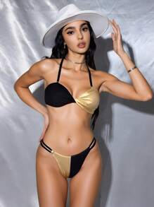 Swim EVENT Women Spring Break Casual Vacation Sexy Summer Beach Party Special Material Halter Bikini 2 Pieces Swimwear Set