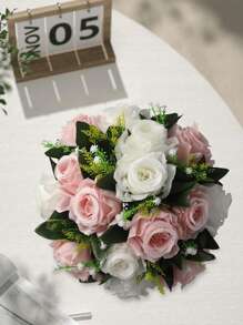 SHEIN 1 pieza, Bolas de flores artificiales centros de mesa de boda, arreglo de flores falsas de rosa e hortensia, centro de mesa artificial para decoración de boda, fiesta y hogar
