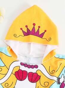 女孩幼儿美人鱼印花沙滩罩衫，适合海滩派对 - 彩色 - 查看 3