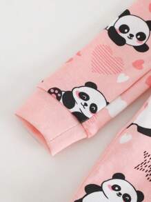 Cozy Pixies Baby Girl Snug Fit Pajama Set, Cartoon Bear Pattern Knit Soft Round Neck Long Sleeve Top & Elastic Waist Long Pants, 2 Pieces