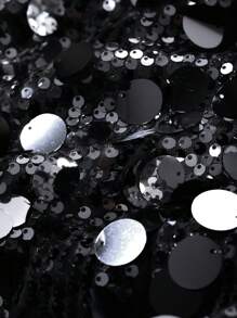 Dazy Plus Plus Size Glitter Party Wrap Mini Skirt, All Season Prom New Years - Black - View 3