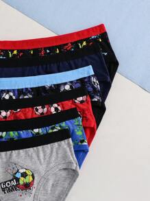 6pcs Boys' Cotton Football Print Briefs - Multicolor - View 3