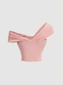 Blusa elegante con nudo y lazo asimétrico de punto para niñas preadolescentes, camisa rosa, estilo francés de moda, blusa dulce para volver a la escuela, a juego con mamá - Rosa - Ver 5
