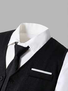 SHEIN 1pc Tween Boy Gentleman Formal Vest, Elegant Luxury Suit Jacket For Birthday, Party, Wedding, Graduation