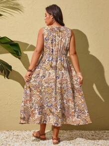Breezaya Đầm dự tiệc mùa hè không tay in họa tiết hoa ngày lễ tình nhân cỡ lớn cho nữ - Nhiều màu - Xem 2