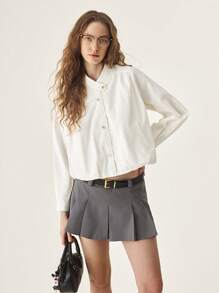 SHEIN Unity Jachetă casual cu mânecă lungă pentru femei, minimalistă și la modă - alb - Vizualizare 6