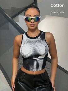 SHEIN ICON Y2k Fashion Seksowny Body Grafika Nadruk Krótki Top - Czarne i Białe - Zobacz 1