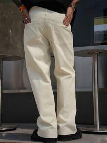 DAZY Pantalones vaqueros rectos de unicolor simple con bolsillos para hombre, para el verano