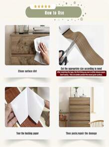 1 miếng băng keo sửa chữa vân gỗ tự dính, 1,97 inch * 393,7 inch, dùng cho đồ nội thất, bàn, sàn, cửa ra vào, cửa sổ, khung, chống thấm nước, màng bảo vệ, tự làm - màu nâu - Xem 8