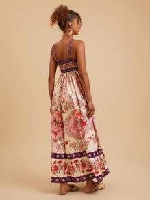 Travachic 花卉印花无袖长款夏季连衣裙，休闲度假风格 - 粉色 - 查看 2