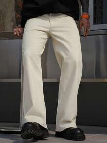 DAZY Pantalones vaqueros rectos de unicolor simple con bolsillos para hombre, para el verano