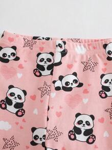 Cozy Pixies Baby Girl Snug Fit Pajama Set, Cartoon Bear Pattern Knit Soft Round Neck Long Sleeve Top & Elastic Waist Long Pants, 2 Pieces