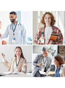1 Bộ Dây đeo huy hiệu nữ, Dây chuyền huy hiệu có cuộn huy hiệu có thể thu vào, Bao gồm 2 ngăn đựng thẻ ID, Dành cho bé gái, Y tá, Nhân viên văn phòng Trở lại trường học - Nhiều màu - Xem 2