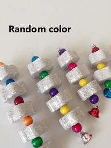 1pc Multi-Color Parrot Beak Grinding Calcium Stone With Bell Cage Toy, Floral Hanging Style Chew Toy, Suitable For Cockatiel, Lovebird, Parakeet, Hamster, Rabbit