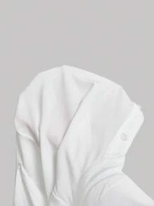 SHEIN MOD Plus Size White Waist Pleat Detail Casual Formal Shirt, Women Plus SizeTurn-Down Collar Long Sleeve Ruched Ruffle Hem White Blouse,Button Up Women Shirt,Long Sleeve Women Shirts,White Button Up Shirt, Festival Shirt,Professional Clothes,Business Casual Women,Office Appropriate