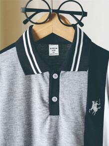 男童学院风撞色短袖 Polo 衫