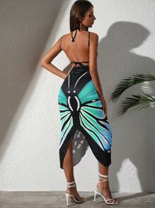 Breezaya Butterfly Print Wrap Cover Up,Summer Beach - Multicolor - View 2