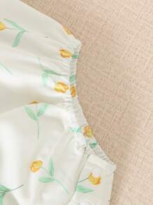 Souflis Souflis Baby Girls Sleeveless Floral Printed Crepe Romper, Summer