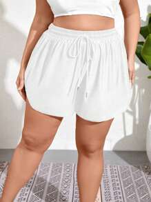 SHEIN Swim Curve Bottom de traje de baño de playa de unicolor y de moda para mujer de talla grande