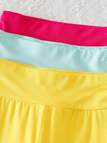 SHEIN 3pcs Young Girl Basic Solid Color High Waist Flared Pants Set, Casual - Multicolor - View 5