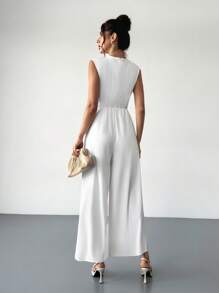 Firerie Mono de una pieza nuevo con cinturón de metal, ropa blanca festiva adecuada para la temporada de bodas, vestidos de dama de honor, fiestas, salidas, cooperación comercial y otras ocasiones, que resalta su belleza