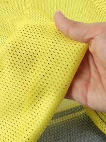 ROMWE MEN Prep Men's Sports Jersey Short Sleeve T-Shirt, Mesh Panel Design, Summer - Yellow - View 7