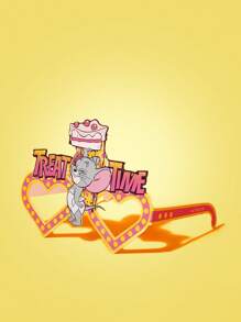 TOM & JERRY X SHEIN Fashionable Cute Cartoon Mouse & Letter Design Paper Party Glasses - Blue - View 3